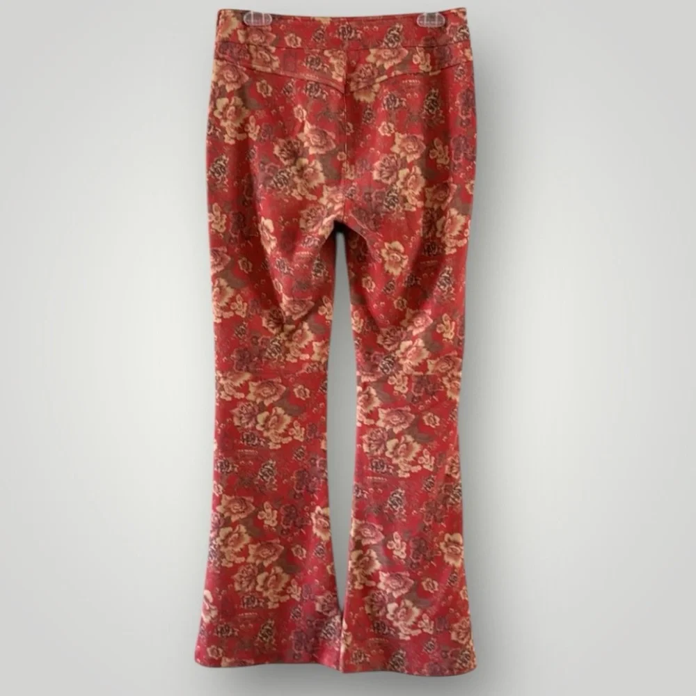 Free People Red Floral Boot Cut Pants